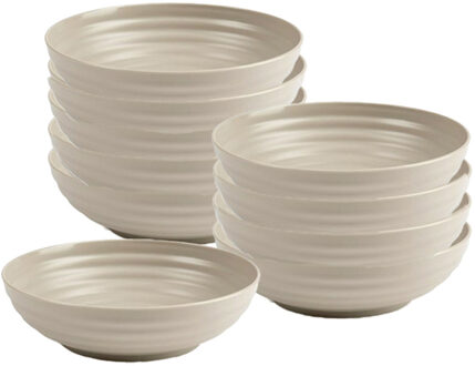 Soepkommen - 10x - D19 x H5.5 cm - taupe - kunststof - onbreekbaar - servies