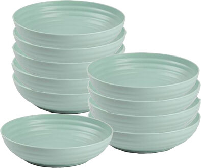 Soepkommen - 10x - D22 x H5.5 cm - groen - kunststof - onbreekbaar - servies