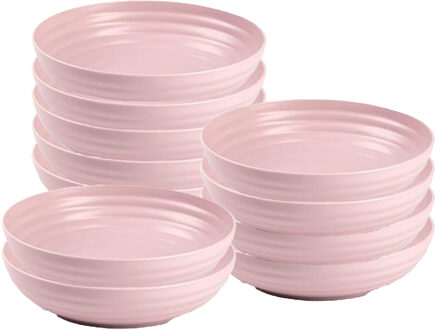 Soepkommen - 10x - D22 x H5.5 cm - oud roze - kunststof - onbreekbaar - servies