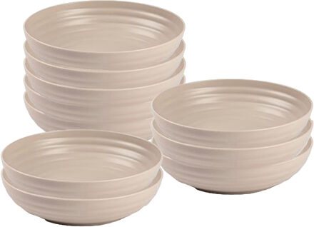 Soepkommen - 10x - D22 x H5.5 cm - taupe - kunststof - onbreekbaar - servies