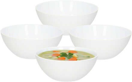 soepkommen - 6x - 950 ml - wit - kunststof - 17 x 7 cm - soeptassen