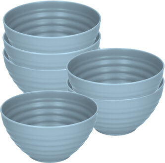 Soepkommen - 6x - D15 x H8 cm - blauw - kunststof - onbreekbaar - servies