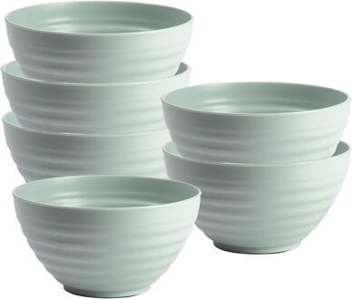 Soepkommen - 6x - D15 x H8 cm - groen - kunststof - onbreekbaar - servies