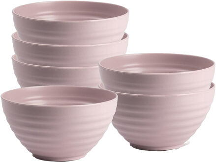 Soepkommen - 6x - D15 x H8 cm - oud roze - kunststof - onbreekbaar - servies