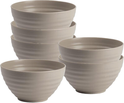 Soepkommen - 6x - D15 x H8 cm - taupe - kunststof - onbreekbaar - servies