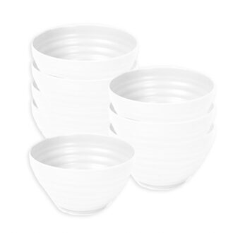 Soepkommen - 6x - D15 x H8 cm - wit - kunststof - onbreekbaar - servies