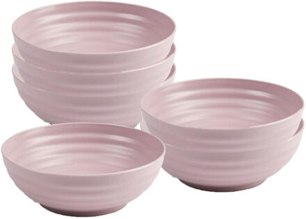 Soepkommen - 6x - D19 x H5.5 cm - oud roze - kunststof - onbreekbaar - servies