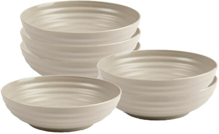 Soepkommen - 6x - D19 x H5.5 cm - taupe - kunststof - onbreekbaar - servies