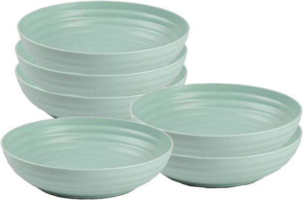 Soepkommen - 6x - D22 x H5.5 cm - groen - kunststof - onbreekbaar - servies