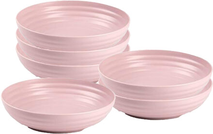 Soepkommen - 6x - D22 x H5.5 cm - oud roze - kunststof - onbreekbaar - servies