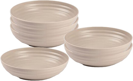 Soepkommen - 6x - D22 x H5.5 cm - taupe - kunststof - onbreekbaar - servies