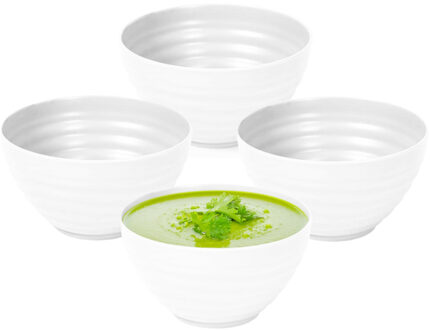 Soepkommen - 6x - Schaaltjes - wit - kunststof - D15 x H8 cm - onbreekbaar servies