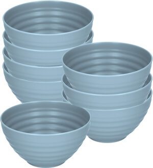 Soepkommen - 8x - D15 x H8 cm - blauw - kunststof - onbreekbaar - servies