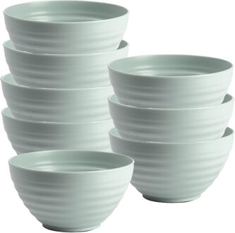 Soepkommen - 8x - D15 x H8 cm - groen - kunststof - onbreekbaar - servies