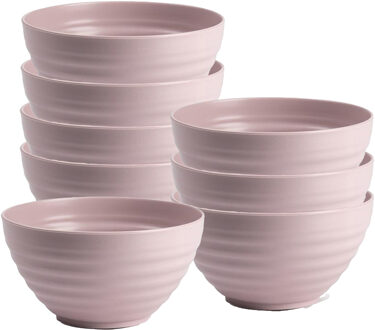 Soepkommen - 8x - D15 x H8 cm - oud roze - kunststof - onbreekbaar - servies