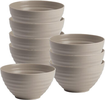 Soepkommen - 8x - D15 x H8 cm - taupe - kunststof - onbreekbaar - servies