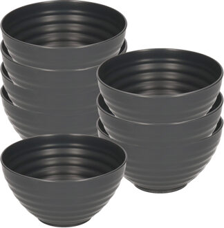 Soepkommen - 8x - D15 x H8 cm - zwart - kunststof - onbreekbaar - servies