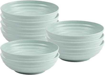 Soepkommen - 8x - D19 x H5.5 cm - groen - kunststof - onbreekbaar - servies