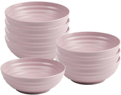 Soepkommen - 8x - D19 x H5.5 cm - oud roze - kunststof - onbreekbaar - servies
