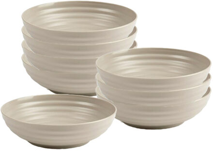 Soepkommen - 8x - D19 x H5.5 cm - taupe - kunststof - onbreekbaar - servies