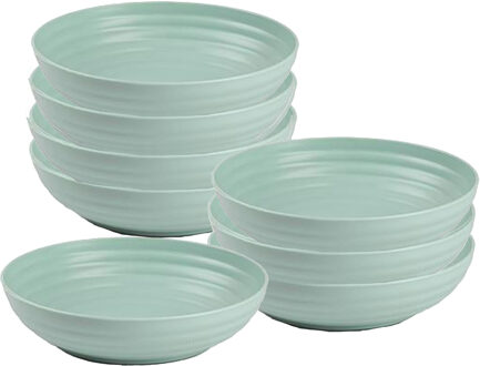 Soepkommen - 8x - D22 x H5.5 cm - groen - kunststof - onbreekbaar - servies