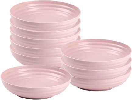 Soepkommen - 8x - D22 x H5.5 cm - oud roze - kunststof - onbreekbaar - servies