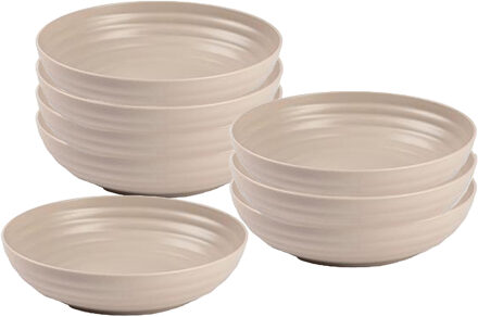 Soepkommen - 8x - D22 x H5.5 cm - taupe - kunststof - onbreekbaar - servies