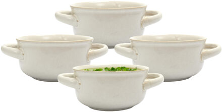 Soepkommen Classic - creme wit - 8x stuks - 14 x 7 cm - keramiek - soepkommetjes