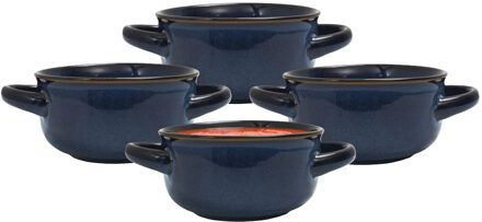 Soepkommen Classic - donkerblauw - 6x stuks - 14 x 7 cm - keramiek - soepkommetjes