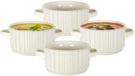 Soepkommen Florence - creme wit - 4x stuks - 14 x 7 cm - keramiek - soepkommetjes
