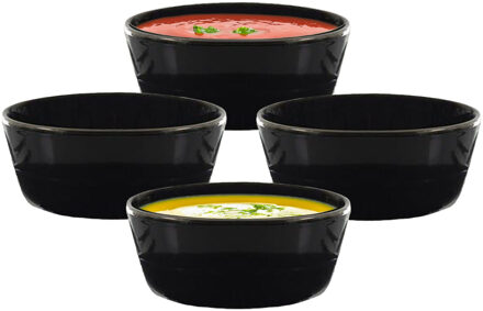 Soepkommen Kitchen Classics - zwart - 10x stuks - 14 x 7 cm - keramiek - soepkommetjes