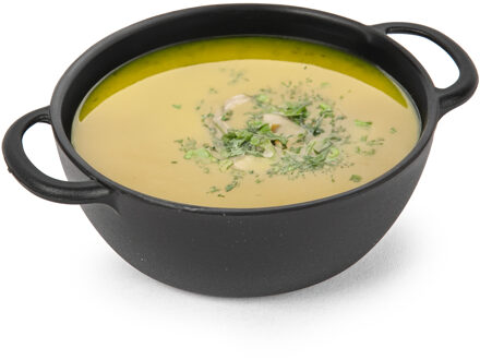 Soepkommen met hengsels - Campinglife - kunststof - D11 x H5 cm - zwart - Stapelbaar