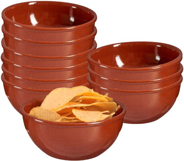 Soepkommen / serveer schaaltje - 10x - terracotta - D18 x 7 cm - aardewerk - Spaanse sfeer - 1000 ml