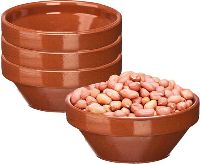 Soepkommen / serveer schaaltje - 4x - terracotta - D15 x 6 cm - aardewerk - Spaanse sfeer - 600 ml