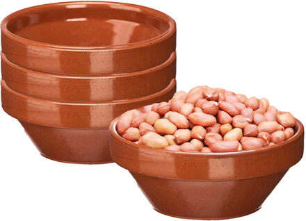 Soepkommen / serveer schaaltje - 4x - terracotta - D15 x 7 cm - aardewerk - Spaanse sfeer