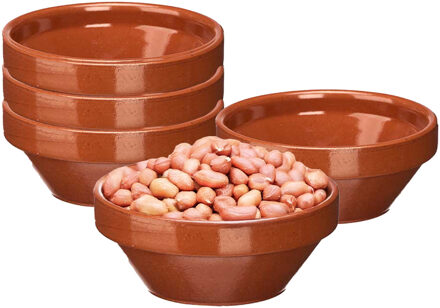 Soepkommen / serveer schaaltje - 6x - terracotta - D15 x 6 cm - aardewerk - Spaanse sfeer - 600 ml