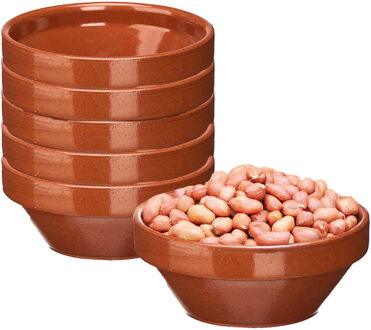 Soepkommen / serveer schaaltje - 6x - terracotta - D15 x 7 cm - aardewerk - Spaanse sfeer