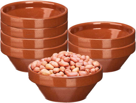 Soepkommen / serveer schaaltje - 8x - terracotta - D15 x 6 cm - aardewerk - Spaanse sfeer - 600 ml