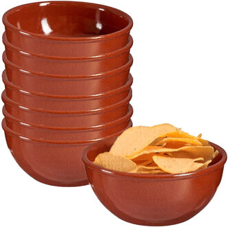 Soepkommen / serveer schaaltje - 8x - terracotta - D18 x 7 cm - aardewerk - Spaanse sfeer - 1000 ml