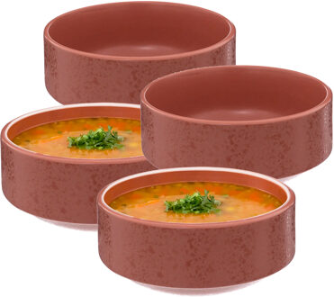 Soepkommen/serveer schaaltjes - 6x - Loft - keramiek - D15 x H7 cm - terracotta - Stapelbaar