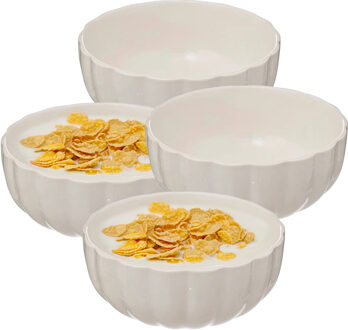 Soepkommen/serveer schaaltjes - 8x - Delphi - porselein - D15 x H7 cm - ivoor wit - Stapelbaar