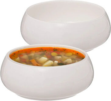 Soepkommen/serveer schaaltjes - 8x - Nora - porselein - D15 x H6 cm - ivoor wit