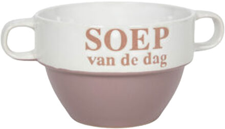 Soepkommen - Soep van de dag - keramiek - D12 x H8 cm - oud roze - Stapelbaar - Kommetjes