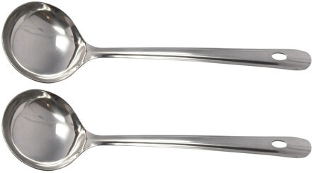 Soeplepel - 2x stuks - RVS - opscheplepel voor soep - 32 cm - lepel
