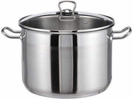 Soeppan - met glazen deksel - 10 liter - D24 cm - RVS - grote pan