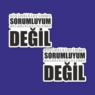 Söylediklerimden Sorumluyum Laptop En Telefoon Sticker-Decal Max.5cm 2'li Set