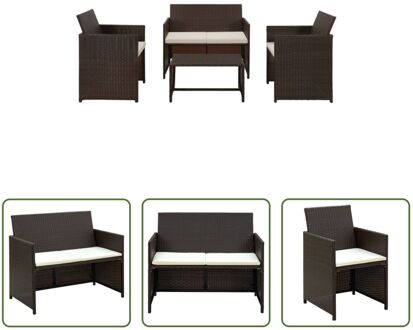 Sofa Brown Rattan - Outdoor Furniture Set 100x56x85 cm - Durable - Lightweight Bruin