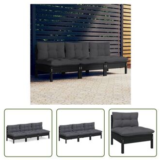 Sofa Outdoor - Massief grenenhout - Zwart - 63.5 x 63.5 x 62.5 cm