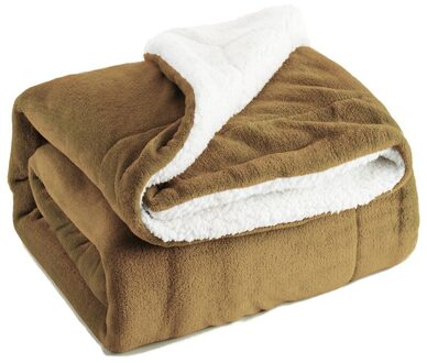 Sofa Warme Deken Winter Fleece Throw Bed Gewogen Deken Zachte Flanellen Sherpa Pluizige Dikke Pluche Double-Layer Tv Deken kameel