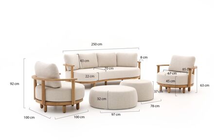 Soffice stoel-bank loungeset 5-delig draaibaar 5-zits - Laagste prijsgarantie! Bruin